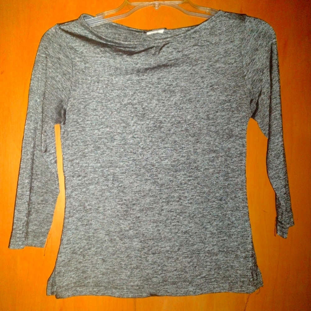 Knitworks Black and Silver Bodycon Shirt Size Medium